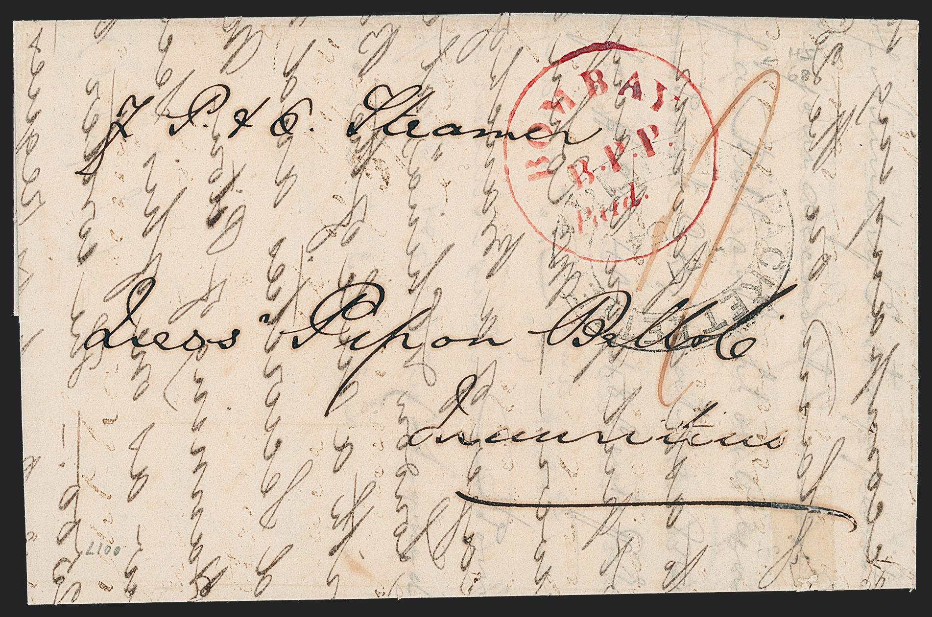 Bombay SD10 pre-1854 cover, Robert A. Siegel Auction Galleries lot 10038