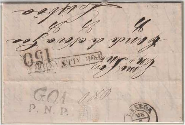 Pre-stamp cover of India — Goa FP 2, COV-3213, 24 April 1867