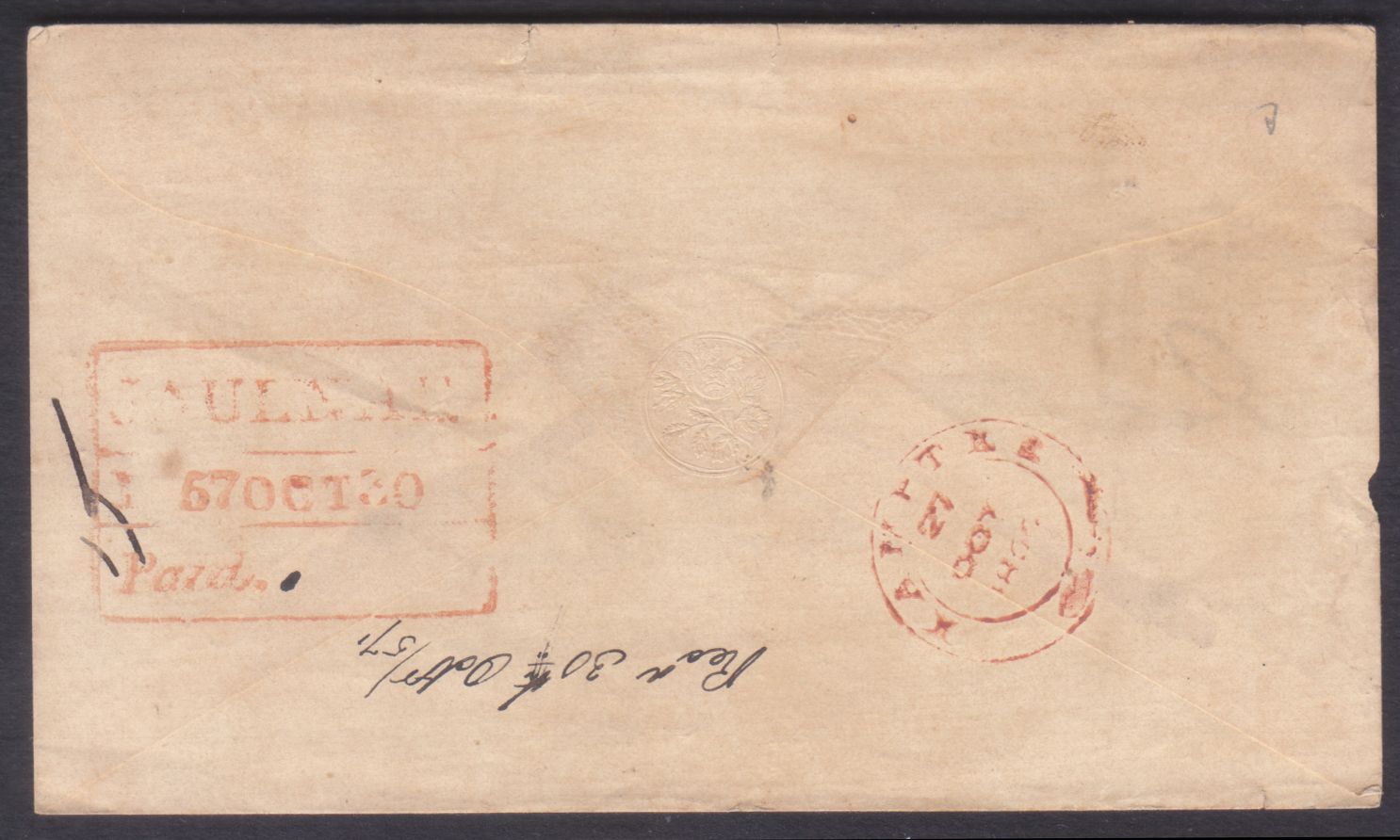Jalnah HG 5 pre-1854 cover, Sephils lot 0037