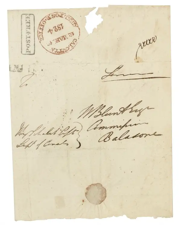 Pre-stamp cover of India — Calcutta HG 13, COV-5218, 12 March 1824