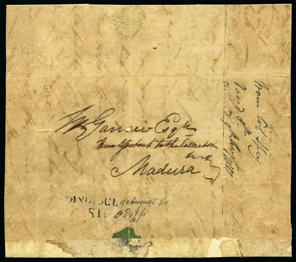 Dindigul HG 1A pre-1854 cover, David Feldman lot 31517