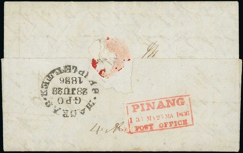 Penang FP 4 pre-1854 cover, Spink lot 14