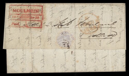 Moulmein FP 2 pre-1854 cover, Spink lot 18