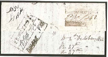 Pre-stamp cover of India — Afghanistan FP 3, COV-5455, 27 October 1842