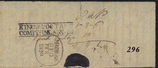 Madras SR2 pre-1854 cover, Spink lot 296