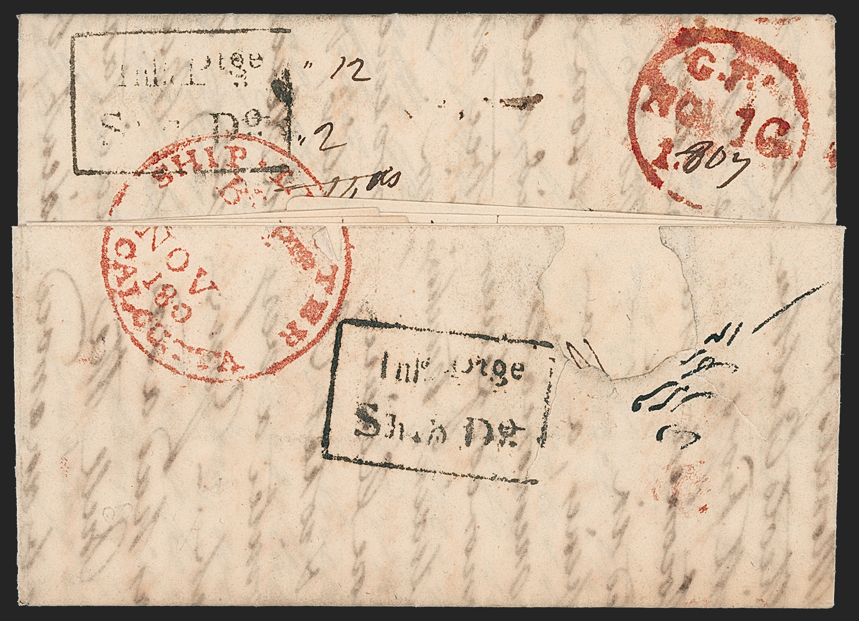 Pre-stamp cover of India — Calcutta SR6, COV-5274, 11 April 1807