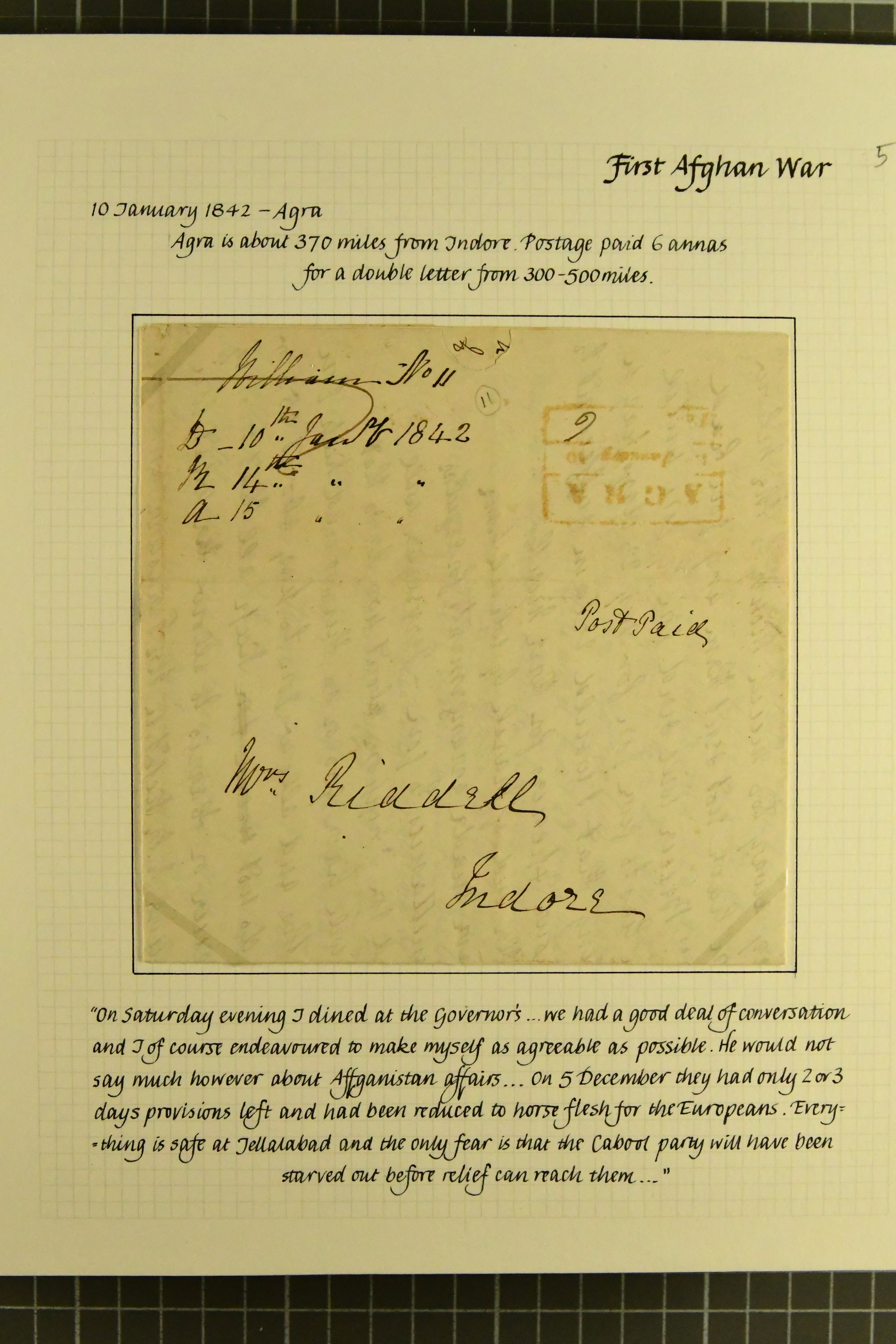 Pre-stamp cover of India — Agra HG 6, COV-5054, 10 January 1842