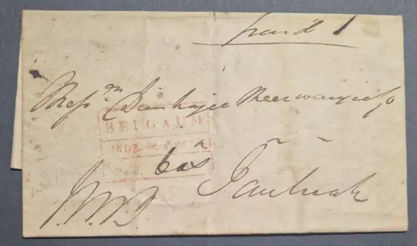 Pre-stamp cover of India — Belgaum HG 3, COV-4646, 1842