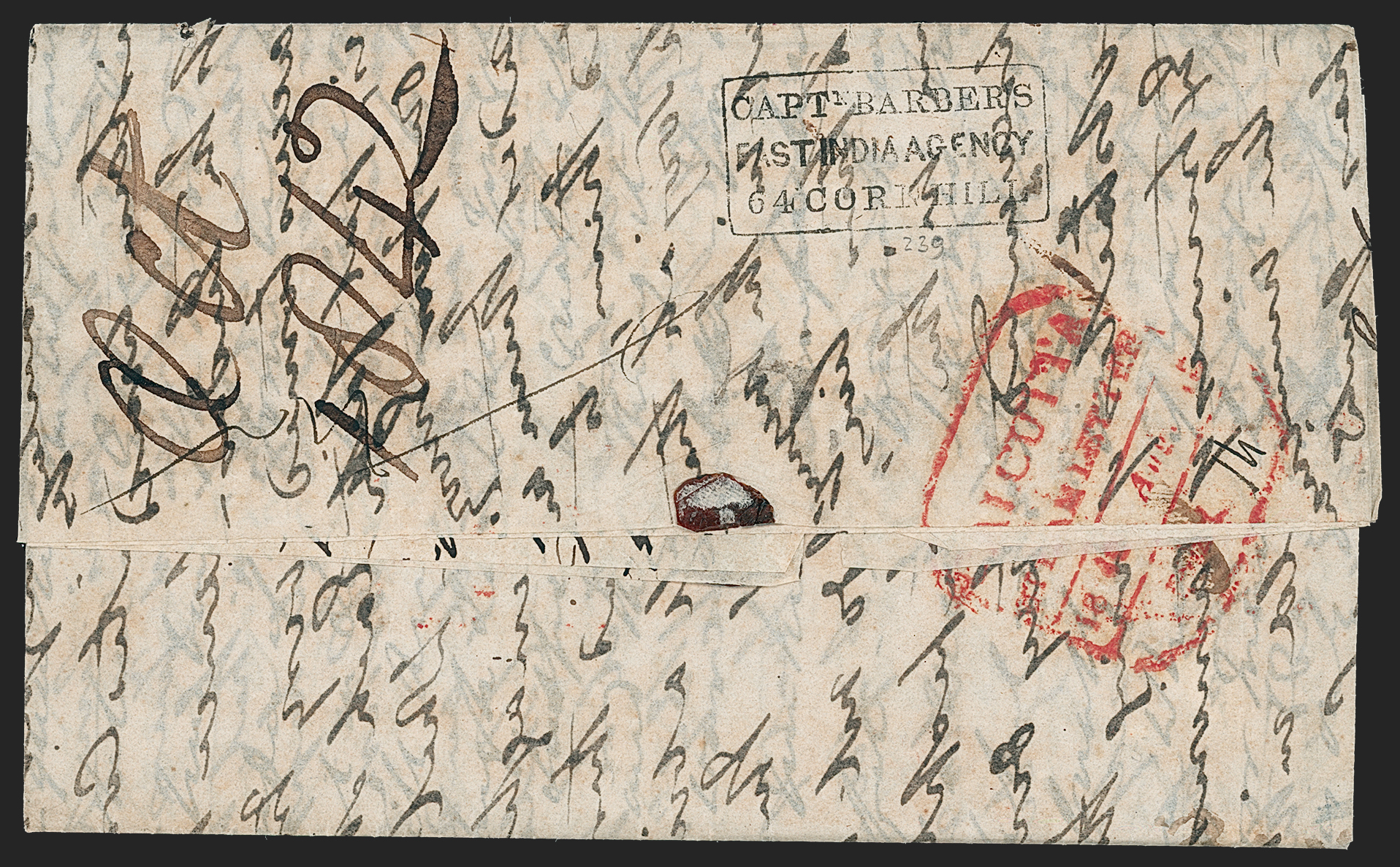 Pre-stamp cover of India — Calcutta SD12, COV-5272, 15 August 1842