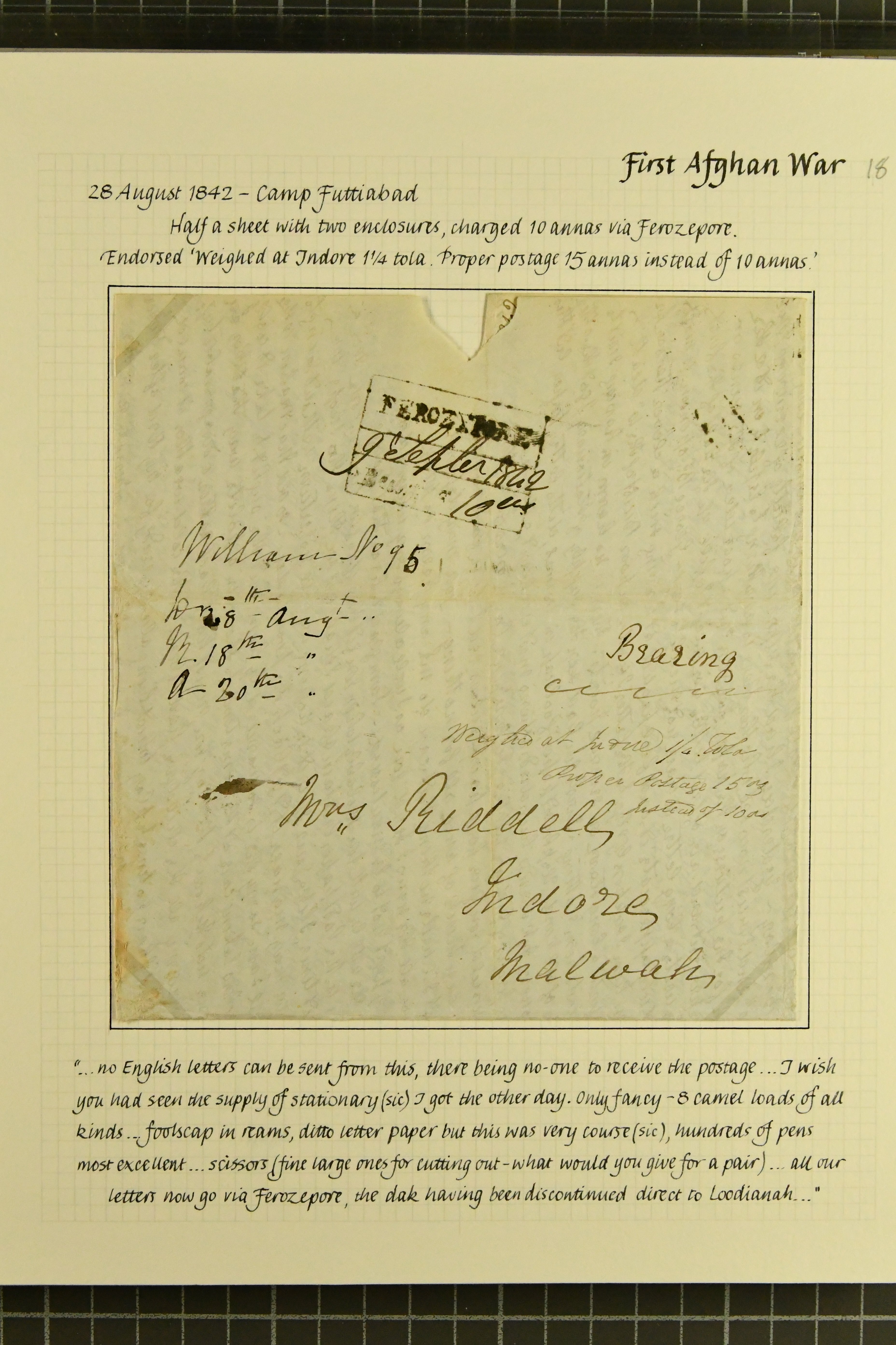 Pre-stamp cover of India — Ferozepore HG 2, COV-5086, 28 August 1842