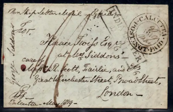 Calcutta SD6 pre-1854 cover