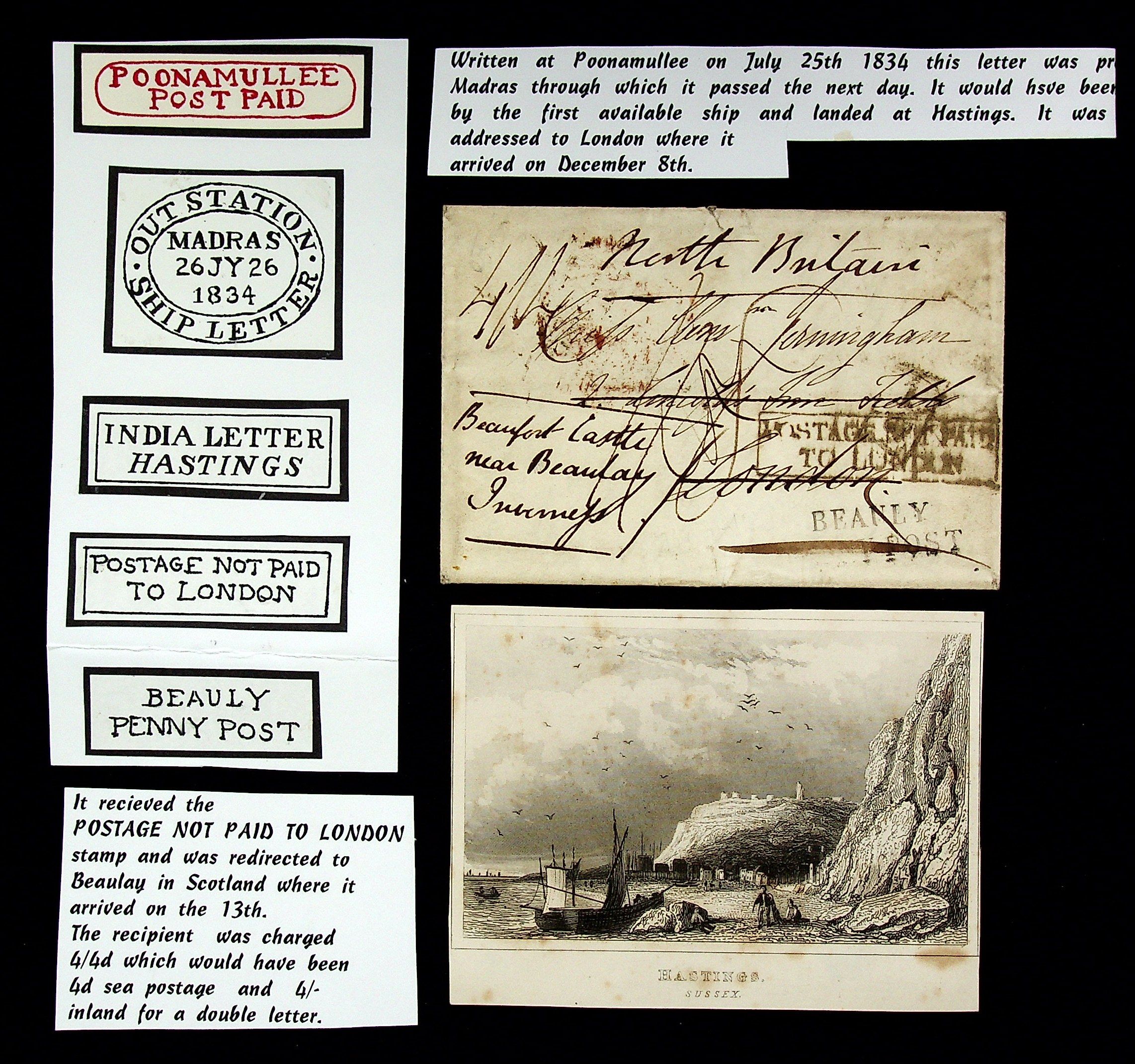 Poonamullee HG 1 pre-1854 cover, Sephils lot 0084