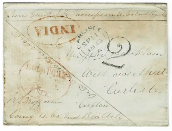 Pre-stamp cover of India — Kolapore HG 2, COV-5426, 1846