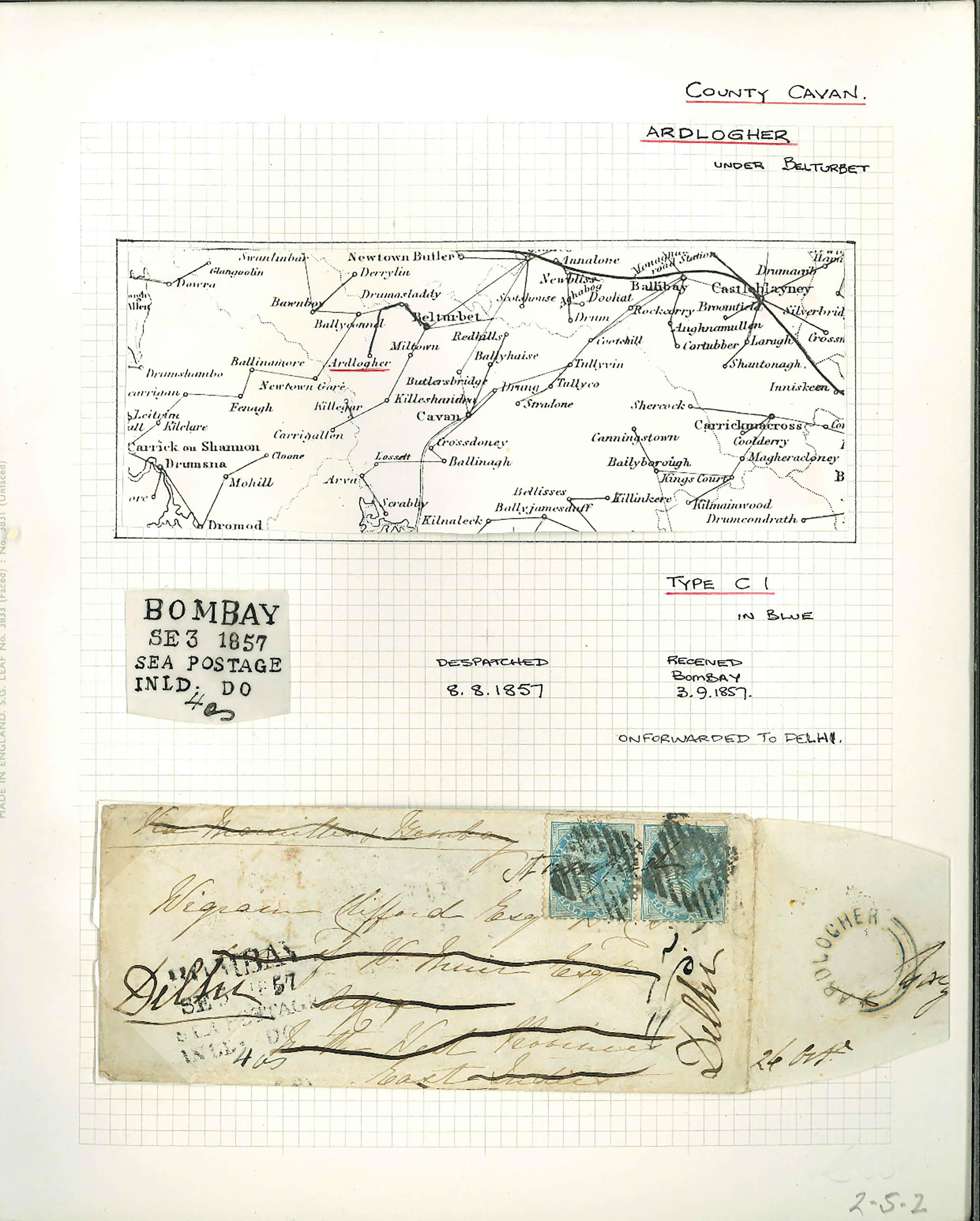 Bombay SR6 pre-1854 cover, David Feldman lot 60093