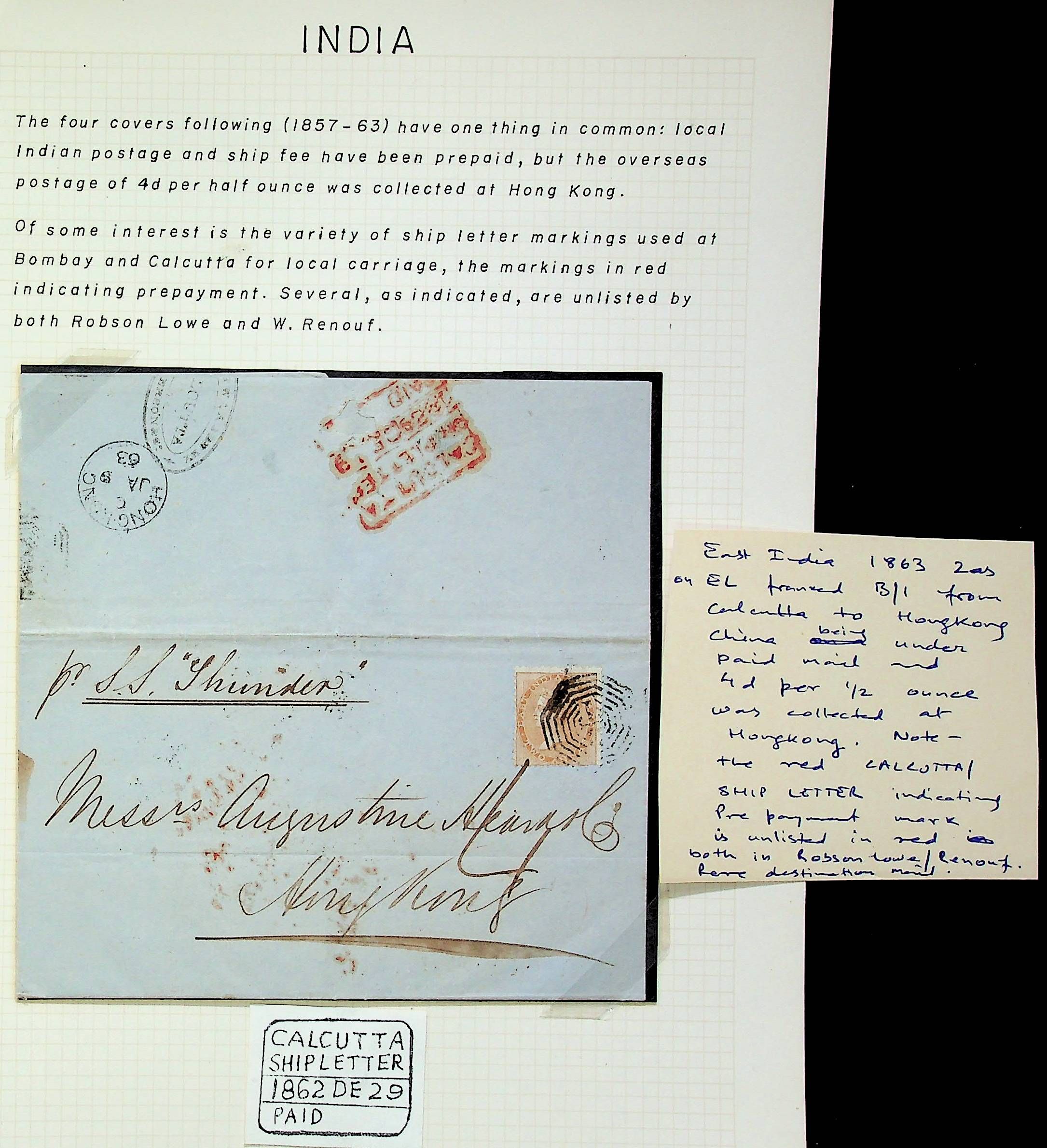 Calcutta SD31 pre-1854 cover, Sephils lot 0033