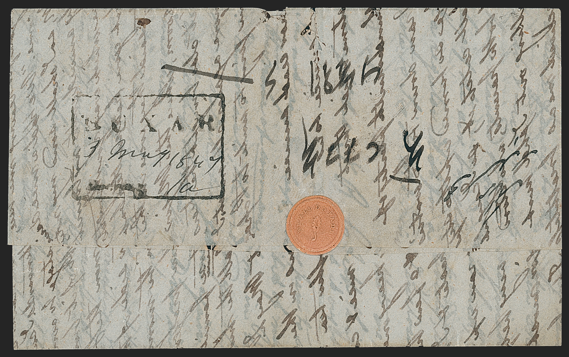 Pre-stamp cover of India — Buxar HG 3, COV-5264, 3 May 1847