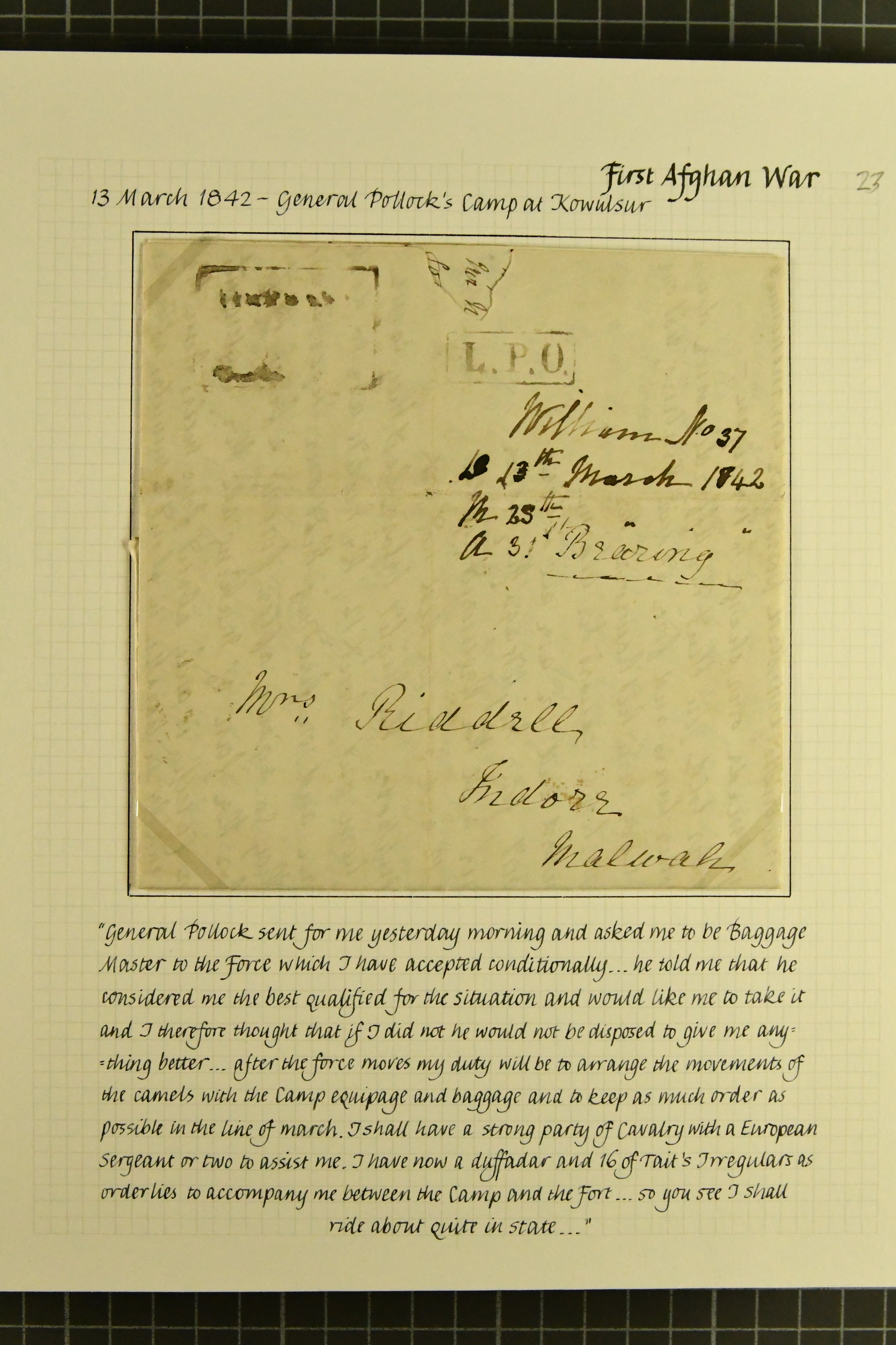 Pre-stamp cover of India — Lodianah HG 9, COV-5065, 13 March 1842