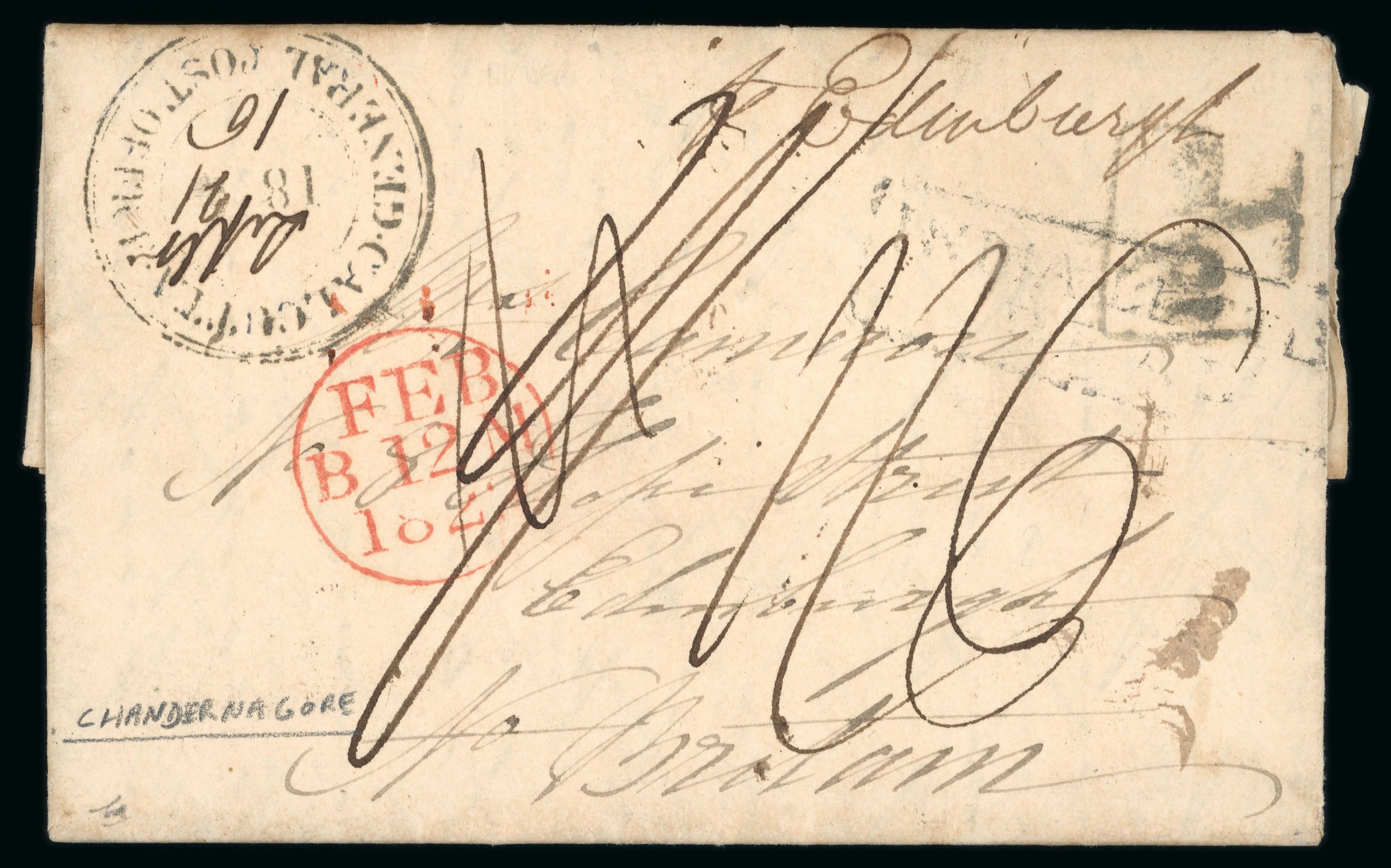 Pre-stamp cover of India — Calcutta SD8, COV-4952, 1821