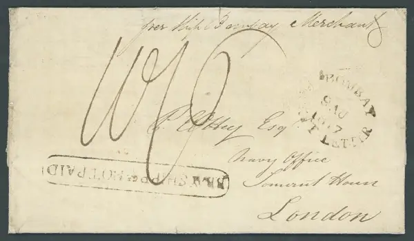 Bombay SD2 pre-1854 cover, Spink lot 3532