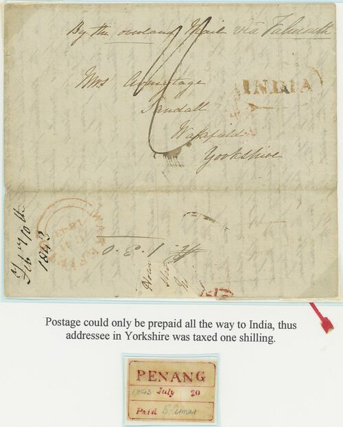 Penang FP 5 pre-1854 cover, Spink lot 216
