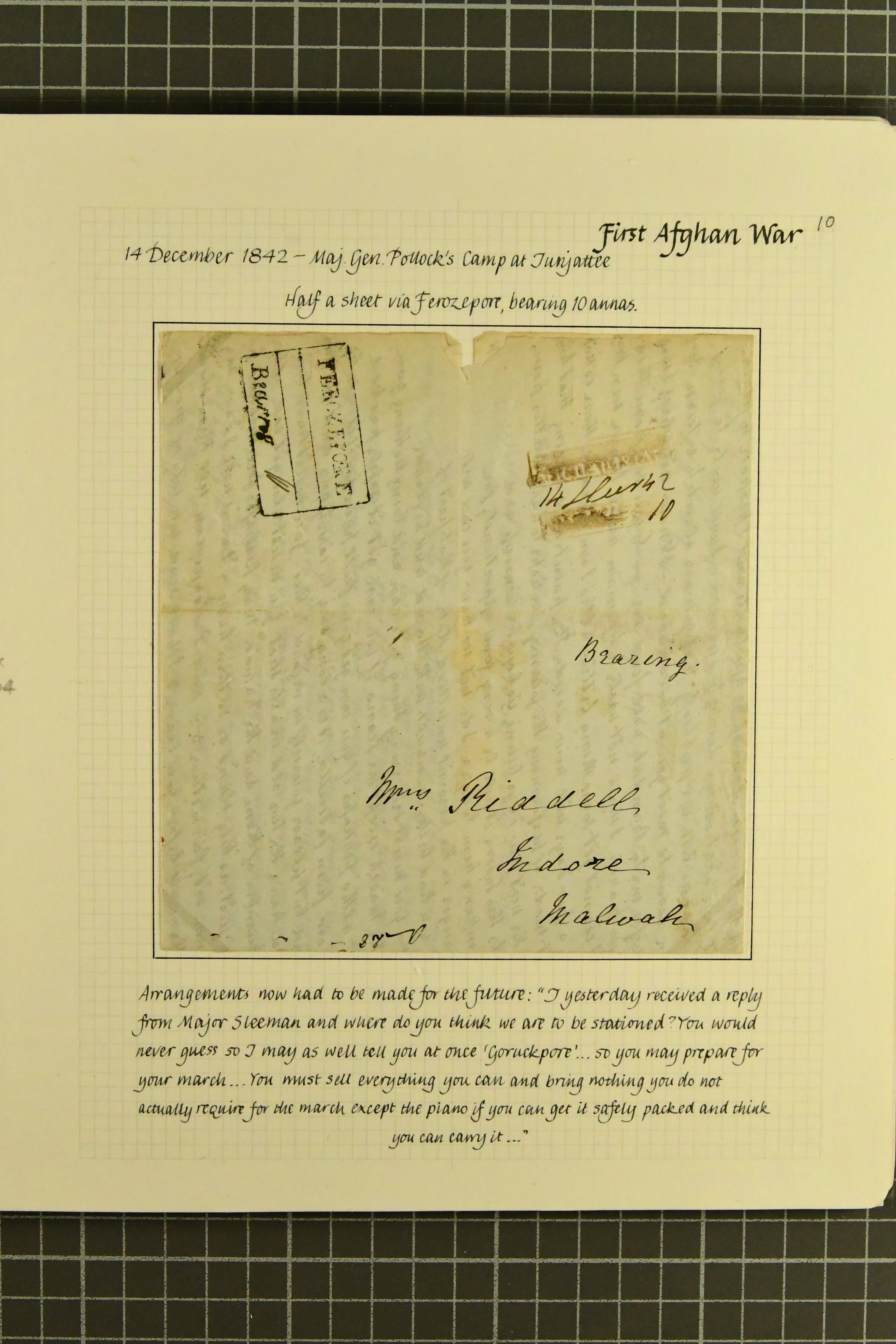 Pre-stamp cover of India — Ferozepore HG 2, COV-5094, 14 December 1842