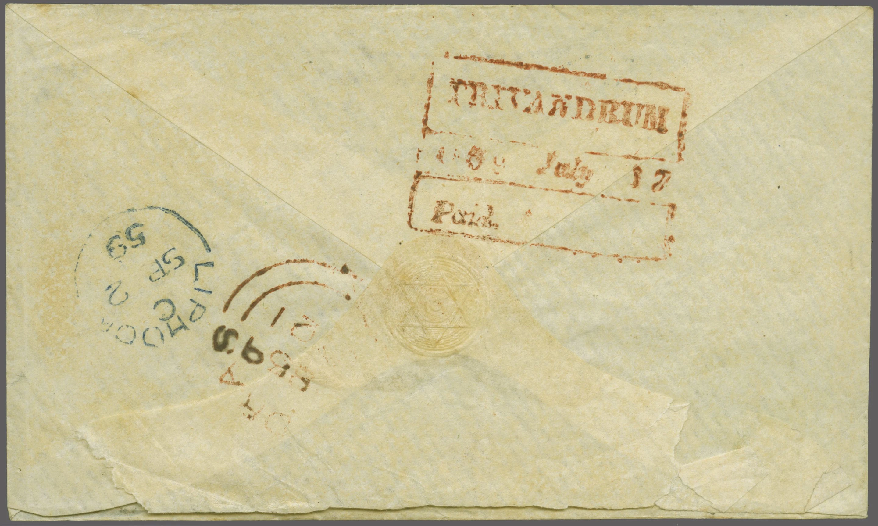 Trivandrum HG 3 pre-1854 cover, Corinphila Auctions lot 5457