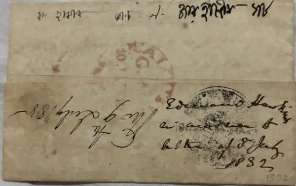 Pre-stamp cover of India — Barrackpore HG 3, COV-5198, 8 July 1832