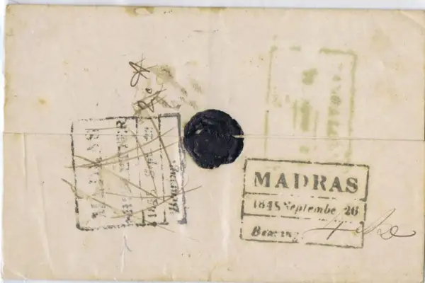 Pre-stamp cover of India — Bangalore HG 10, COV-5029, 26 September 1845