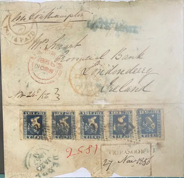 Pre-stamp cover of India — Trepassore HG 2, COV-4791, 27 November 1856
