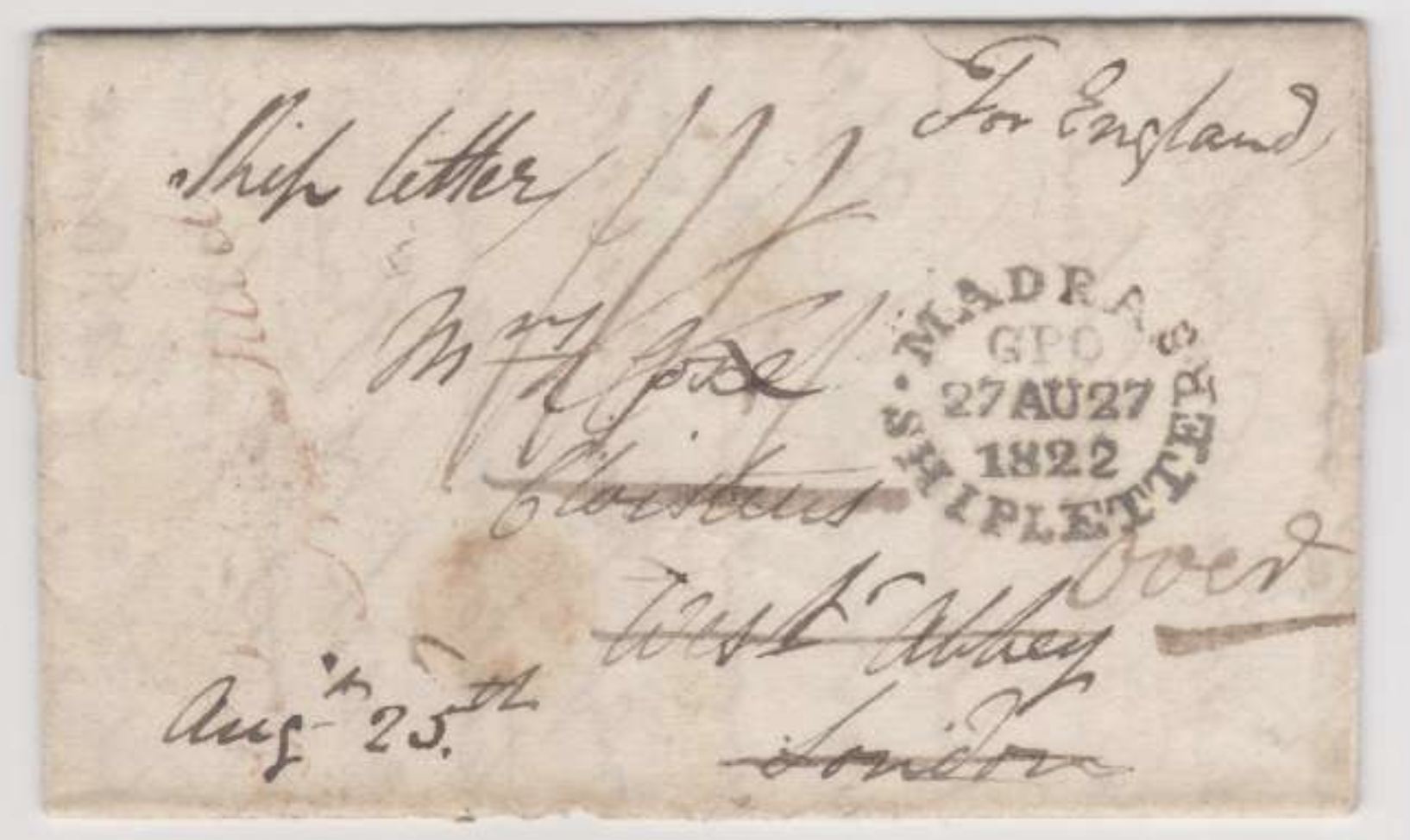 Madras SD8 pre-1854 cover