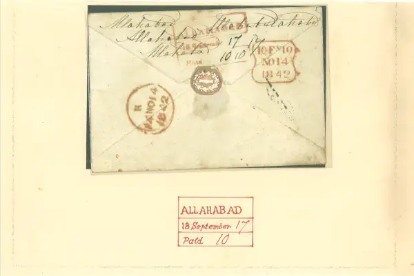 Pre-stamp cover of India — Allahabad HG 4, COV-4977, 18 September 1842