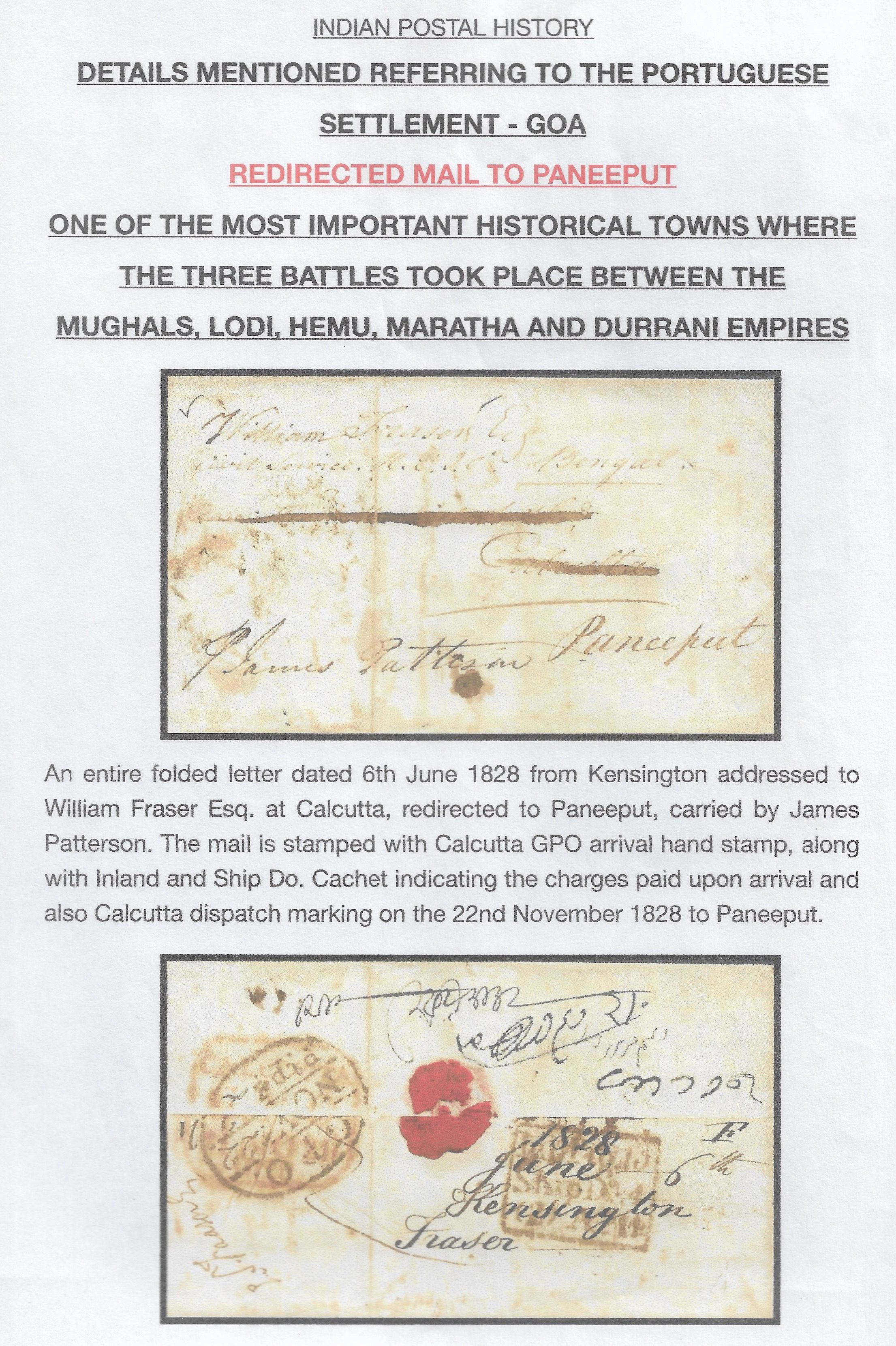 Calcutta HG 15 pre-1854 cover, Sephils lot 0100