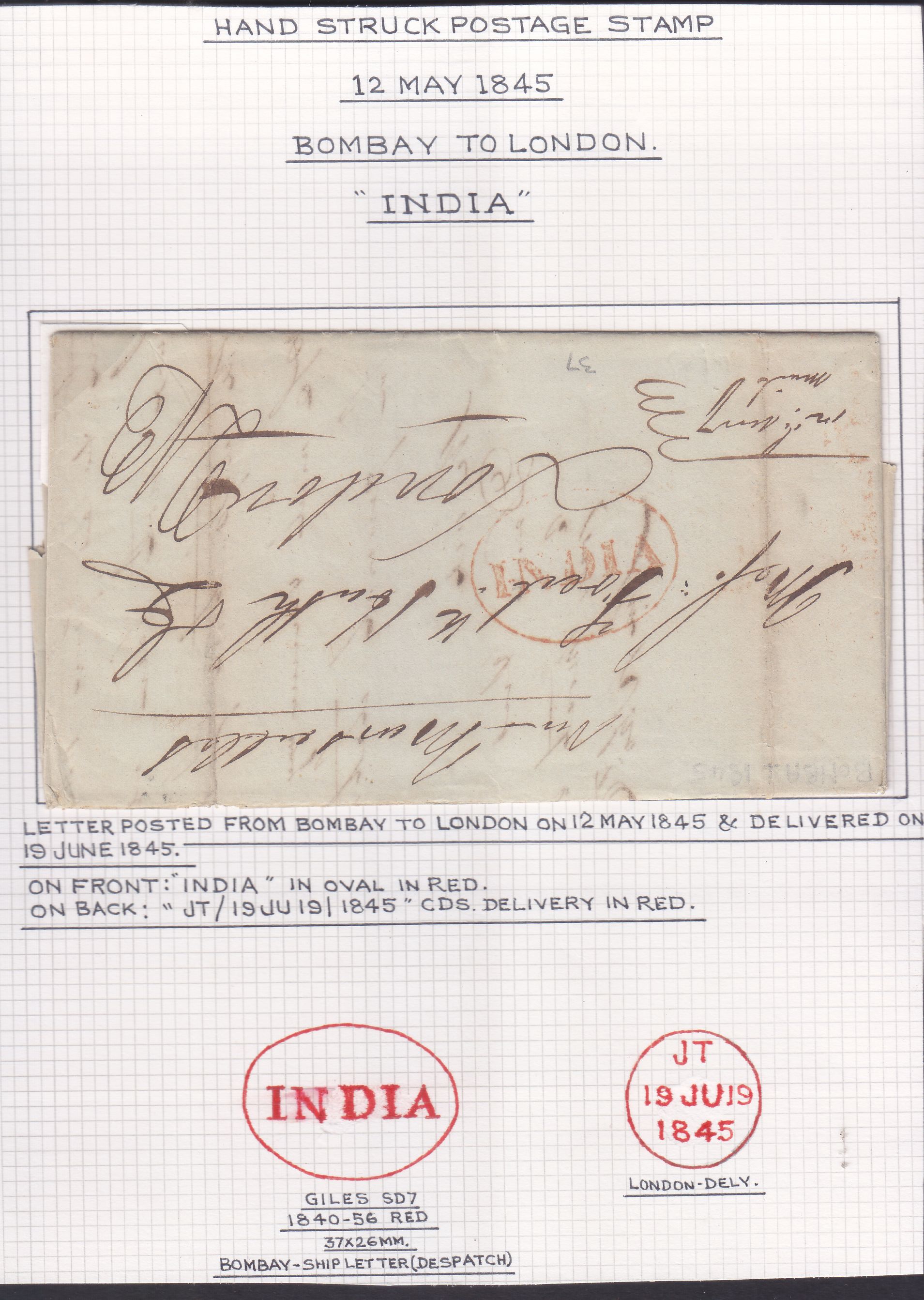 Bombay SD7 pre-1854 cover, Sephils lot 0085