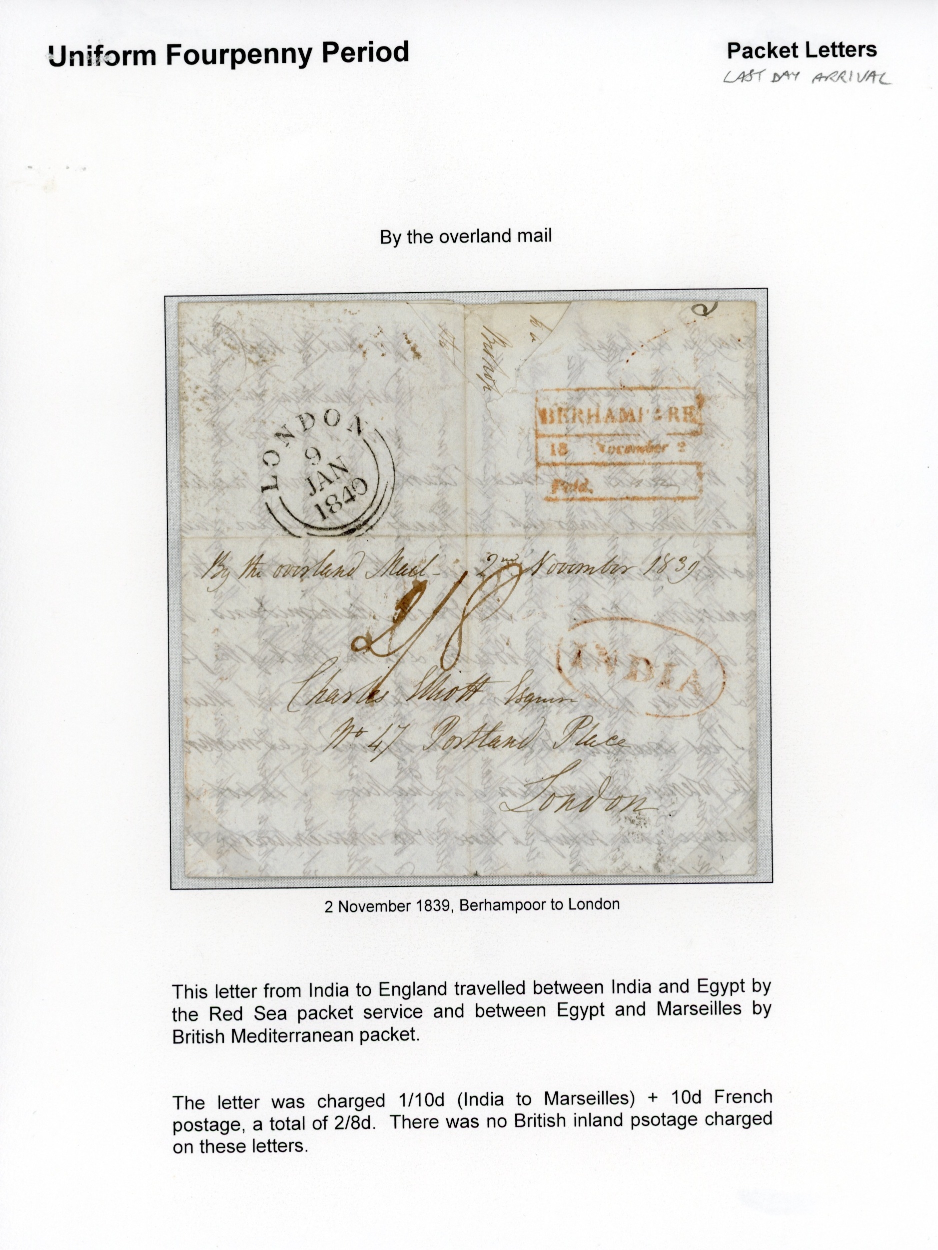 Berhampore HG 6 pre-1854 cover, Stanley Gibbons Baldwin's
