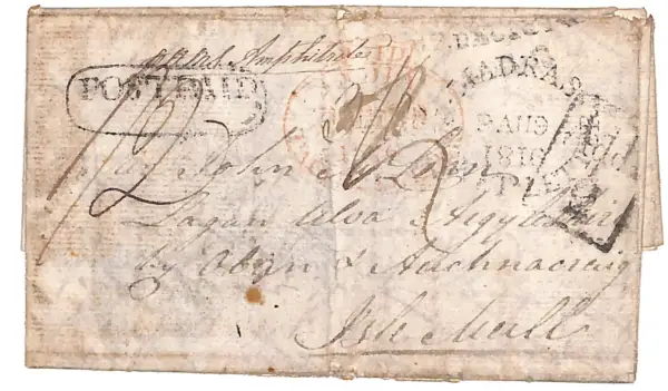 Madras SD4 pre-1854 cover, Argyll Etkin lot 1178
