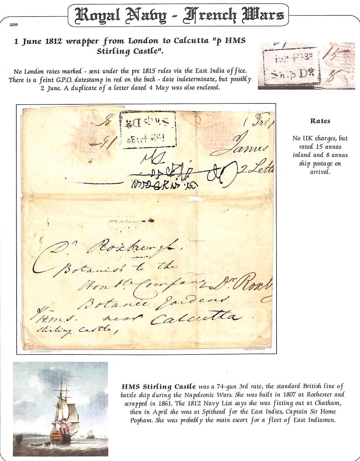 Pre-stamp cover of India — Calcutta SR6, COV-4937, 1812