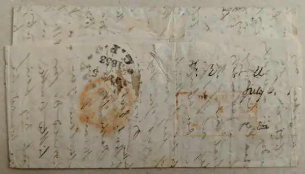 Pre-stamp cover of India — Benares HG 17, COV-4768, 1853