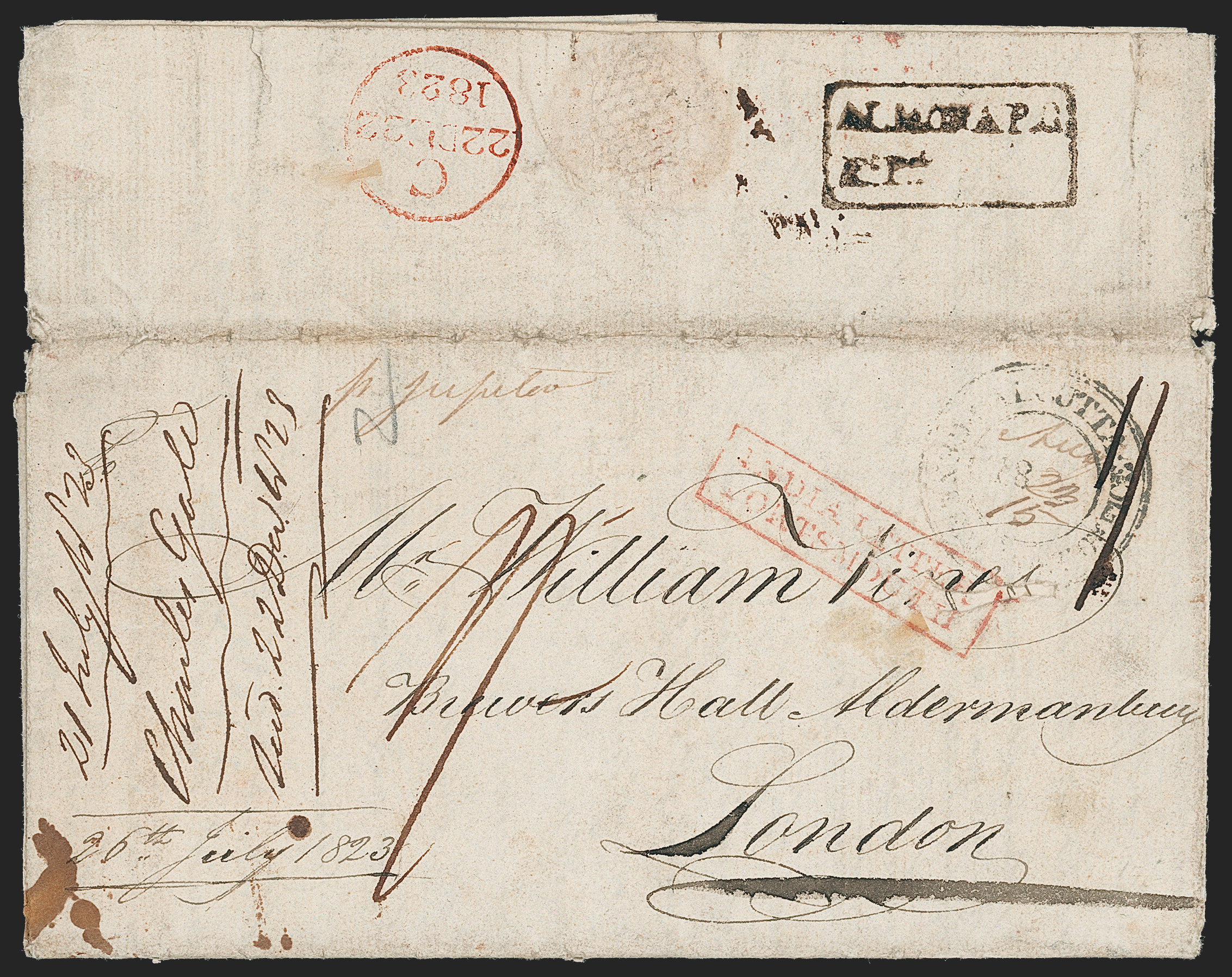 Pre-stamp cover of India — Almora HG 1, COV-5238, 26 July 1823