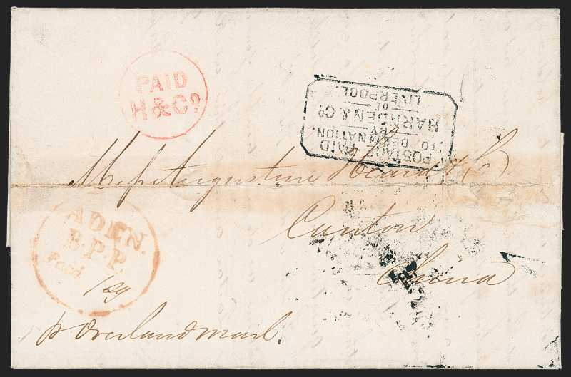 Aden FP 2 pre-1854 cover, Robert A. Siegel Auction Galleries lot 571