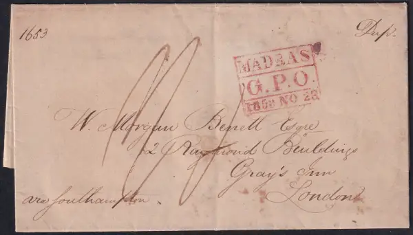 Madras SD21a pre-1854 cover