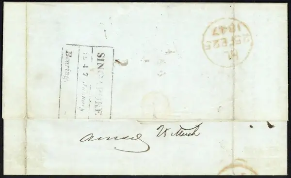 Singapore FP 4 pre-1854 cover, Spink lot 519