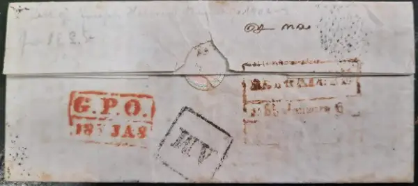 Pre-stamp cover of India — Bangalore HG 9, COV-4779, 6 January 1855