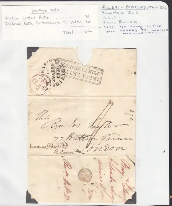 Madras SD8 pre-1854 cover, Sephils lot 0116