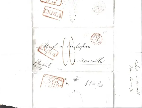 Pre-stamp cover of India — Calcutta SD16, COV-5204, 1 March 1844