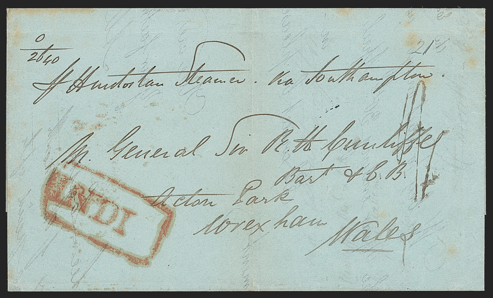 Pre-stamp cover of India — Calcutta SD16a, COV-5273, 1846