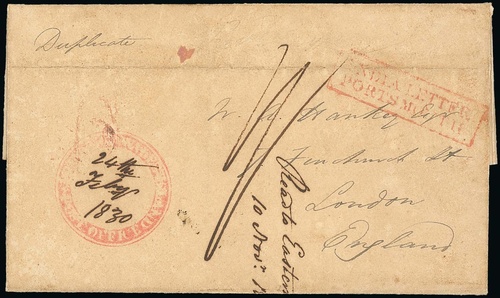 Penang FP 3 pre-1854 cover, Spink lot 375