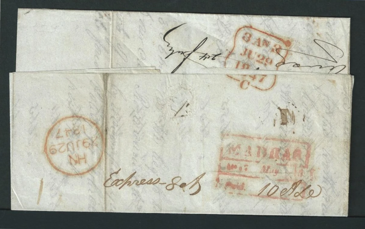 Madras HG 19 pre-1854 cover, Argyll Etkin