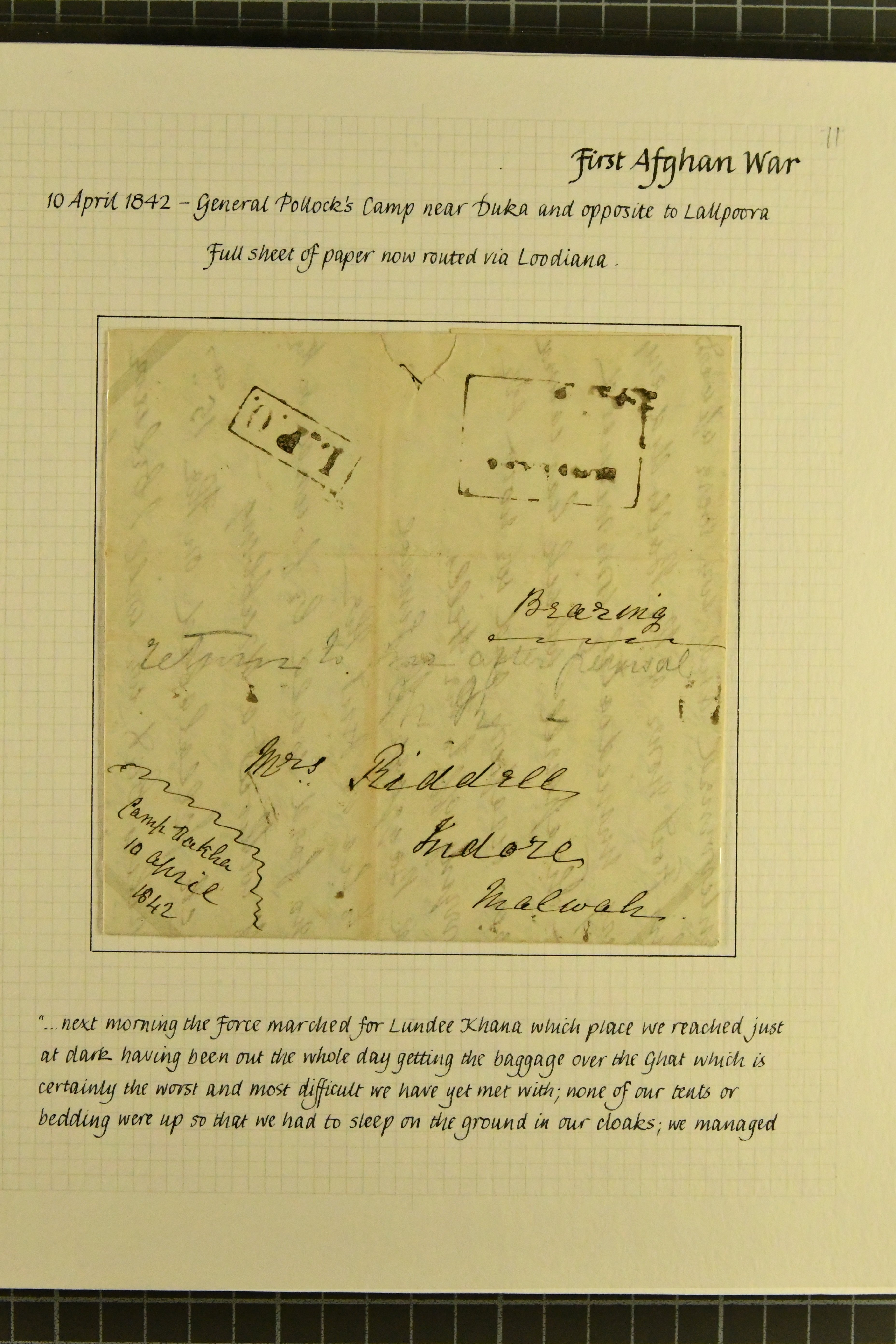 Pre-stamp cover of India — Lodianah HG 9, COV-5063, 10 April 1842