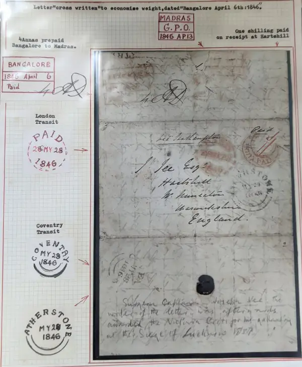 Pre-stamp cover of India — Bangalore HG 9, COV-4666, 6 April 1846