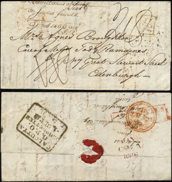 Calcutta SD10 pre-1854 cover, India Study Circle